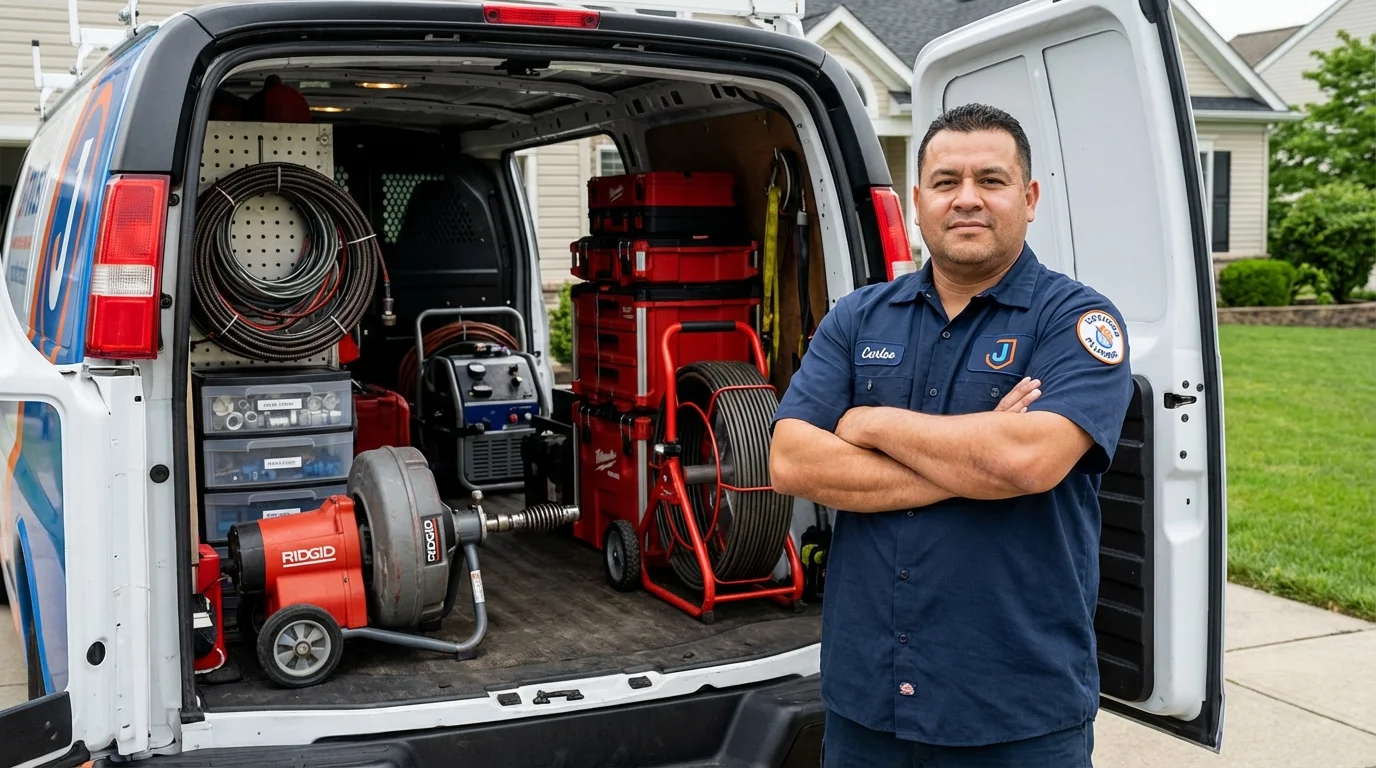 Professional drain cleaning equipment and Johns Plumbing LLC plumber in Pageland
