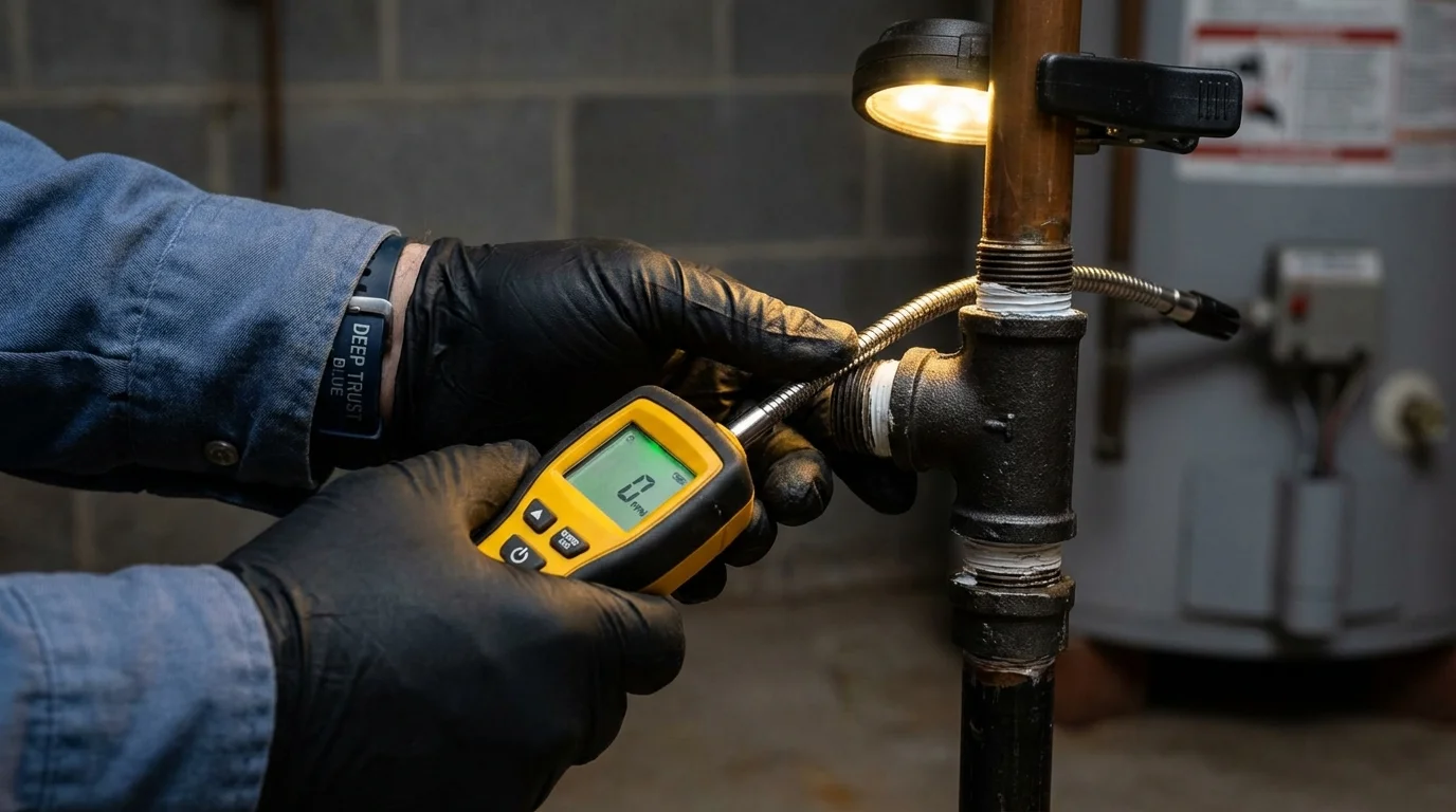 Gas leak detection with electronic sniffer by Johns Plumbing LLC in Pageland