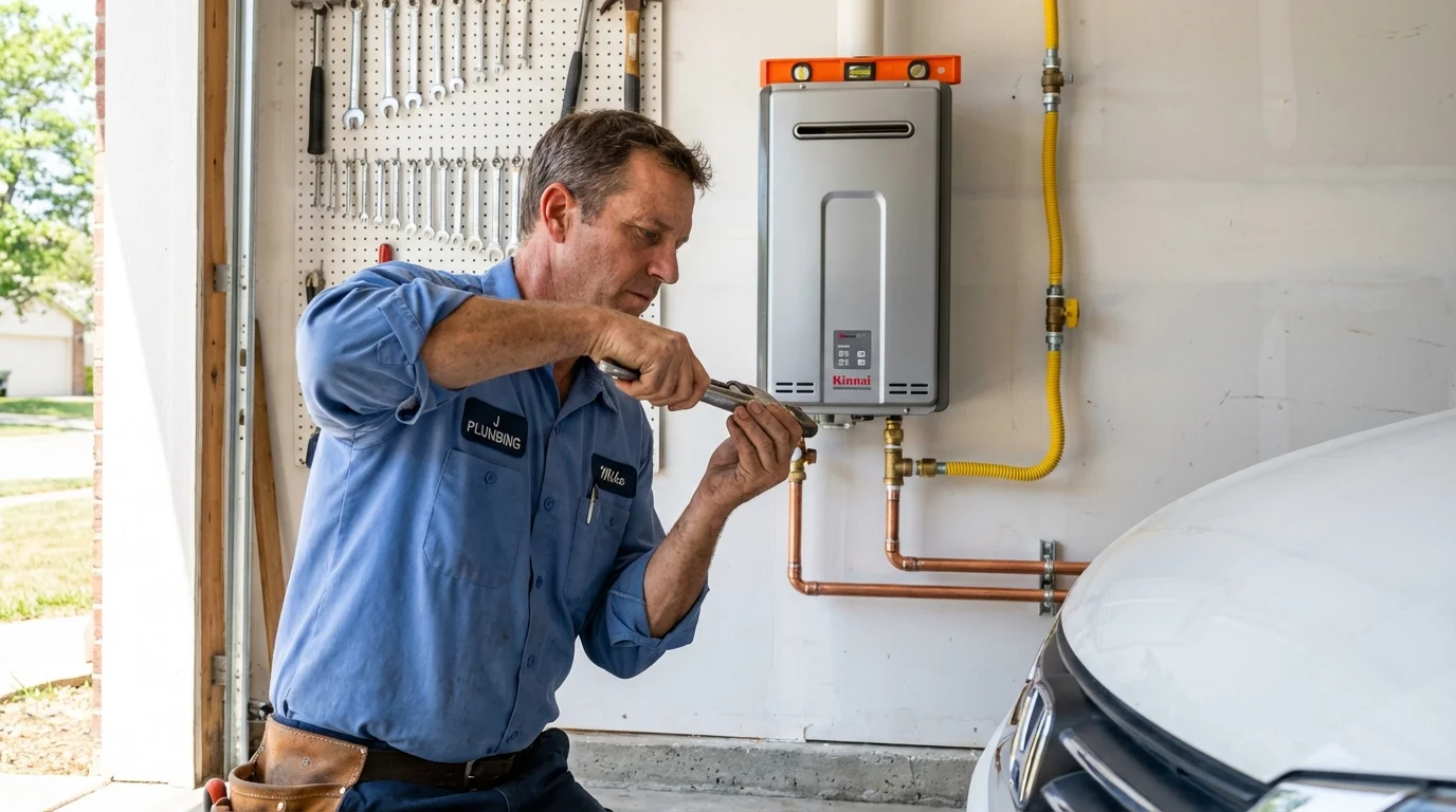 Tankless water heater installation by a Johns Plumbing LLC plumber in Pageland